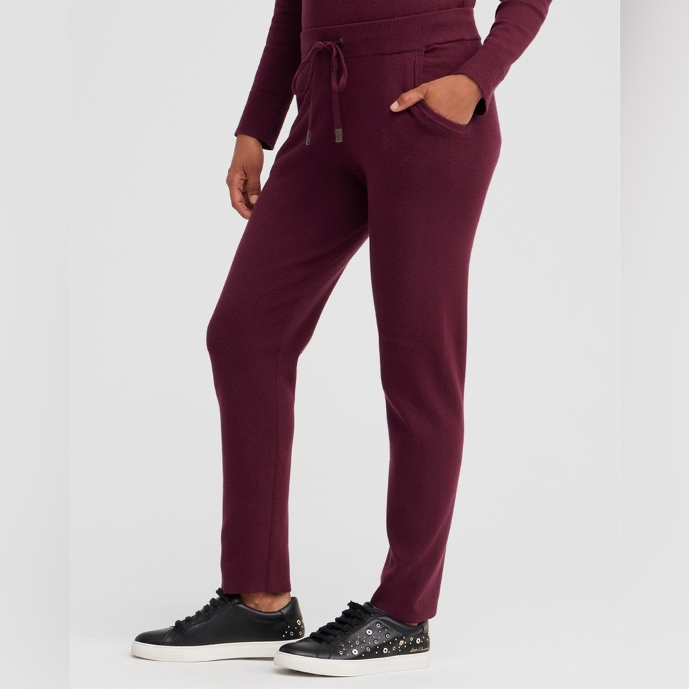 CHICO’S NWT 4 Cashmere Blend Zenergy Luxe Ankle Pants Deep Merlot XXL Holiday